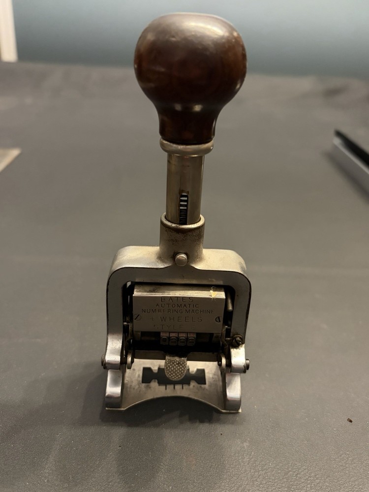Antique Bates Automatic Numbering Machine 4 Wheel Style E Works