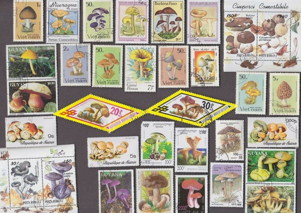 200 All Different MUSHROOMS on Stamps