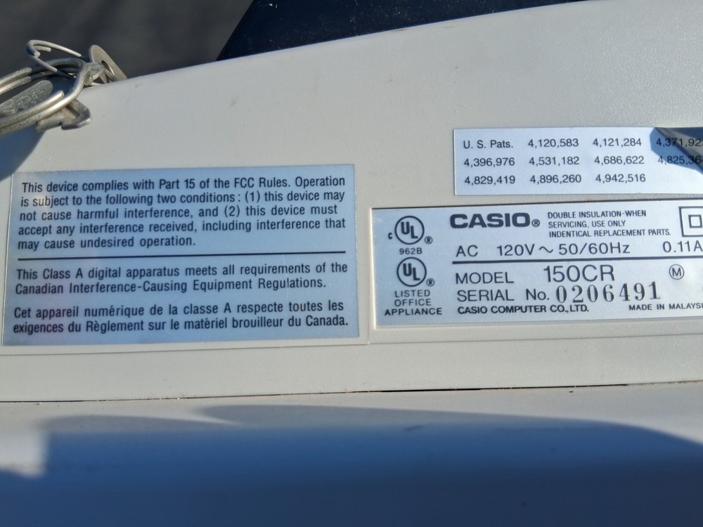 Casio 140 CR Electronic Cash Register - White Nice Includes w Key