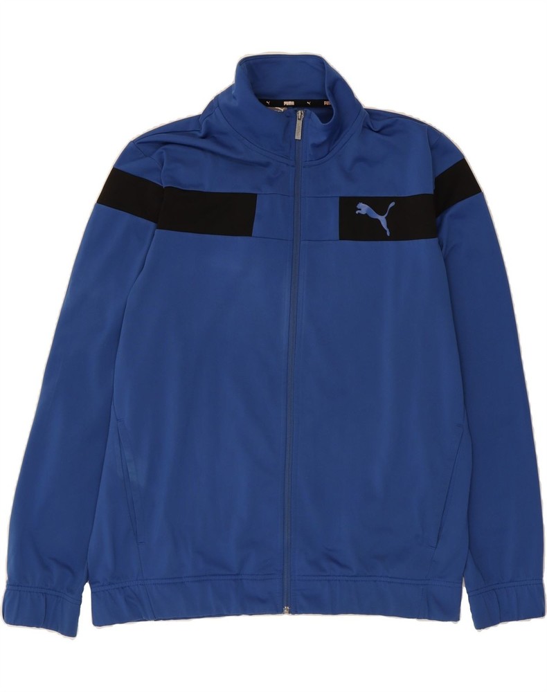 PUMA Mens Tracksuit Top Jacket Large Blue Colourblock Polyester CZ21