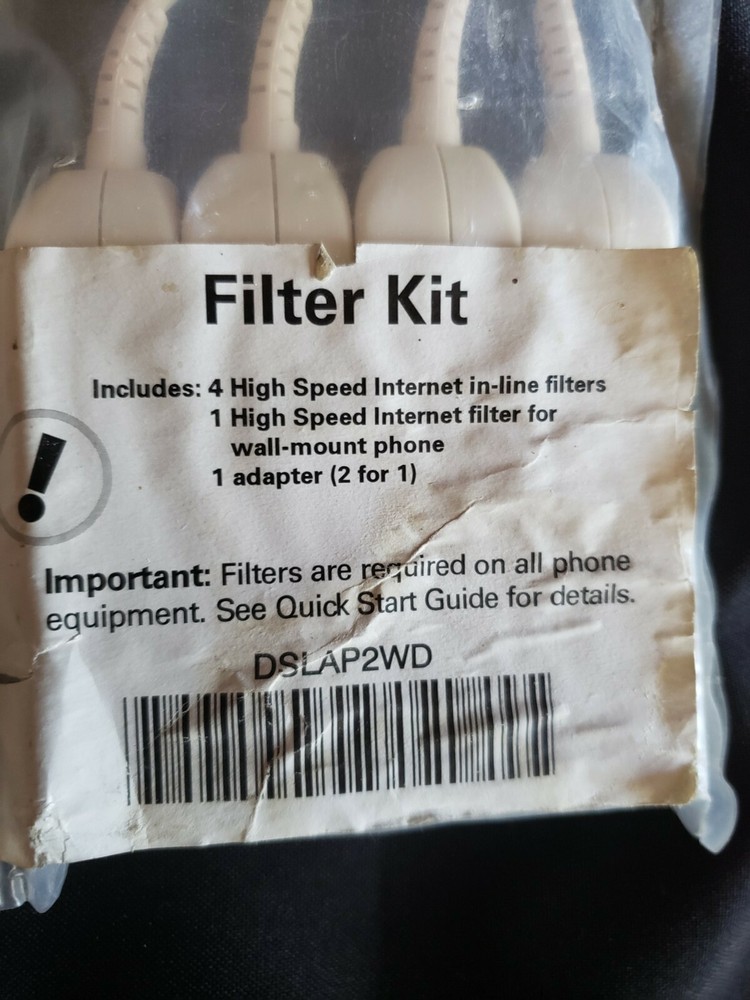2 Wire Filter Kit: 4 DSL Inline Filters, 1 DSL Wall Mount Filter & 1 Adapter.