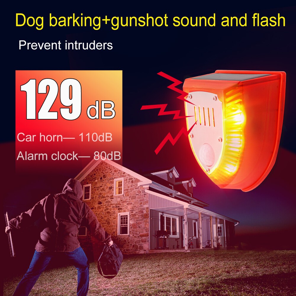 Solar Security Light with Alarm & Motion Sensor Animal Deterrent