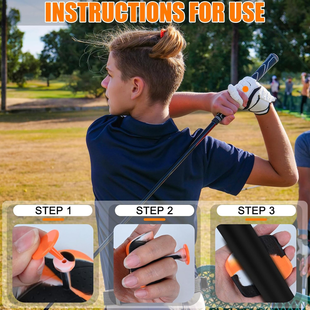 Golf Swing Trainer with Ergonomic Grip Pad - Posture Correction Training Aid for