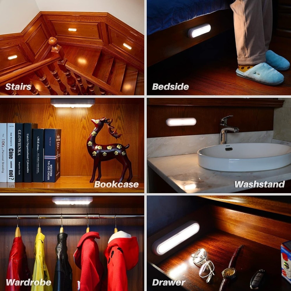 3 Pack Motion Lights – Indoor, Battery, Warm White