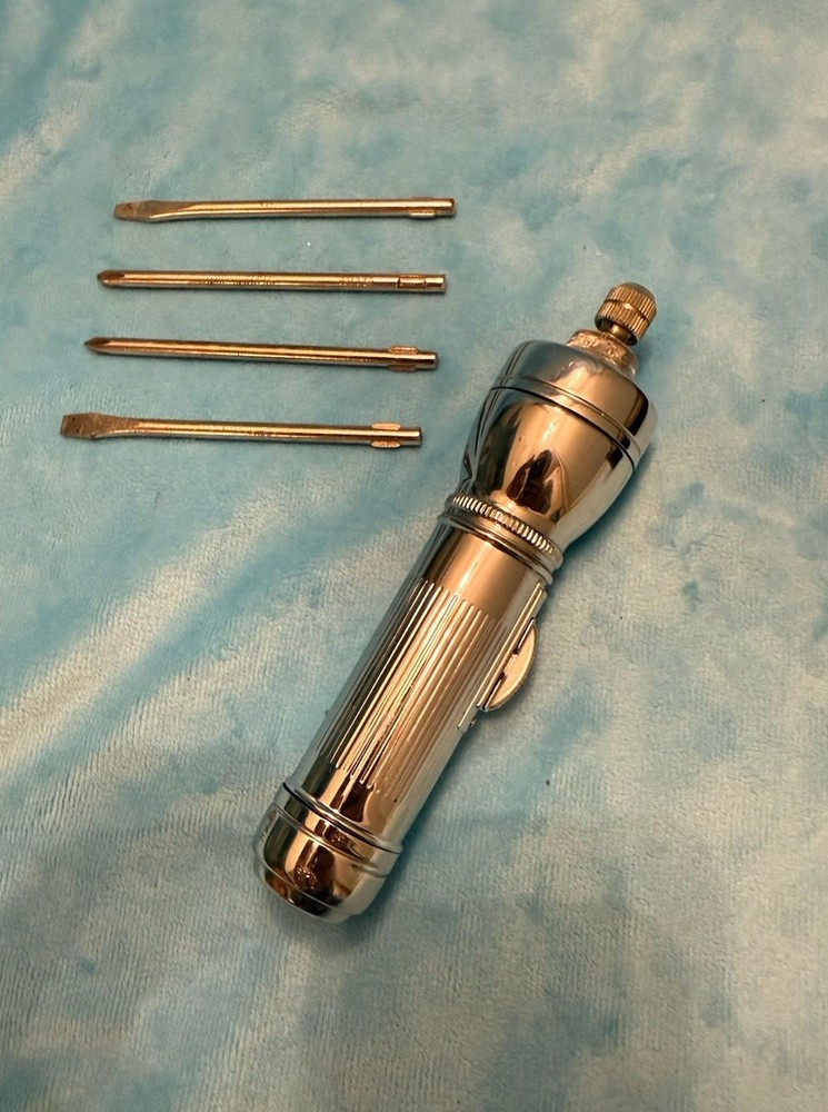 Vintage Flashlight Screwdriver Combination Screwdriver Bits & Case Sunrise Japan