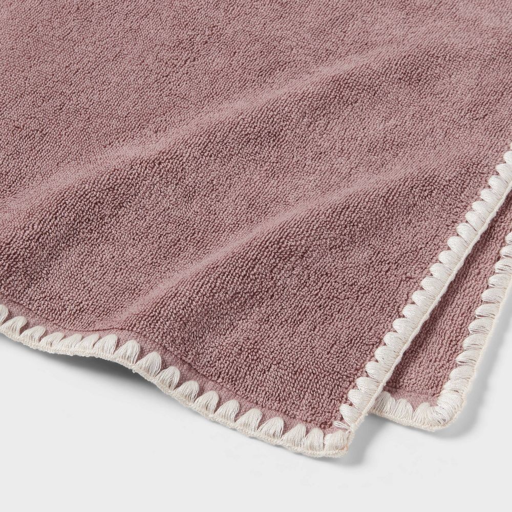 2pc Boho Border Stitch Bath Towel Mauve - Threshold