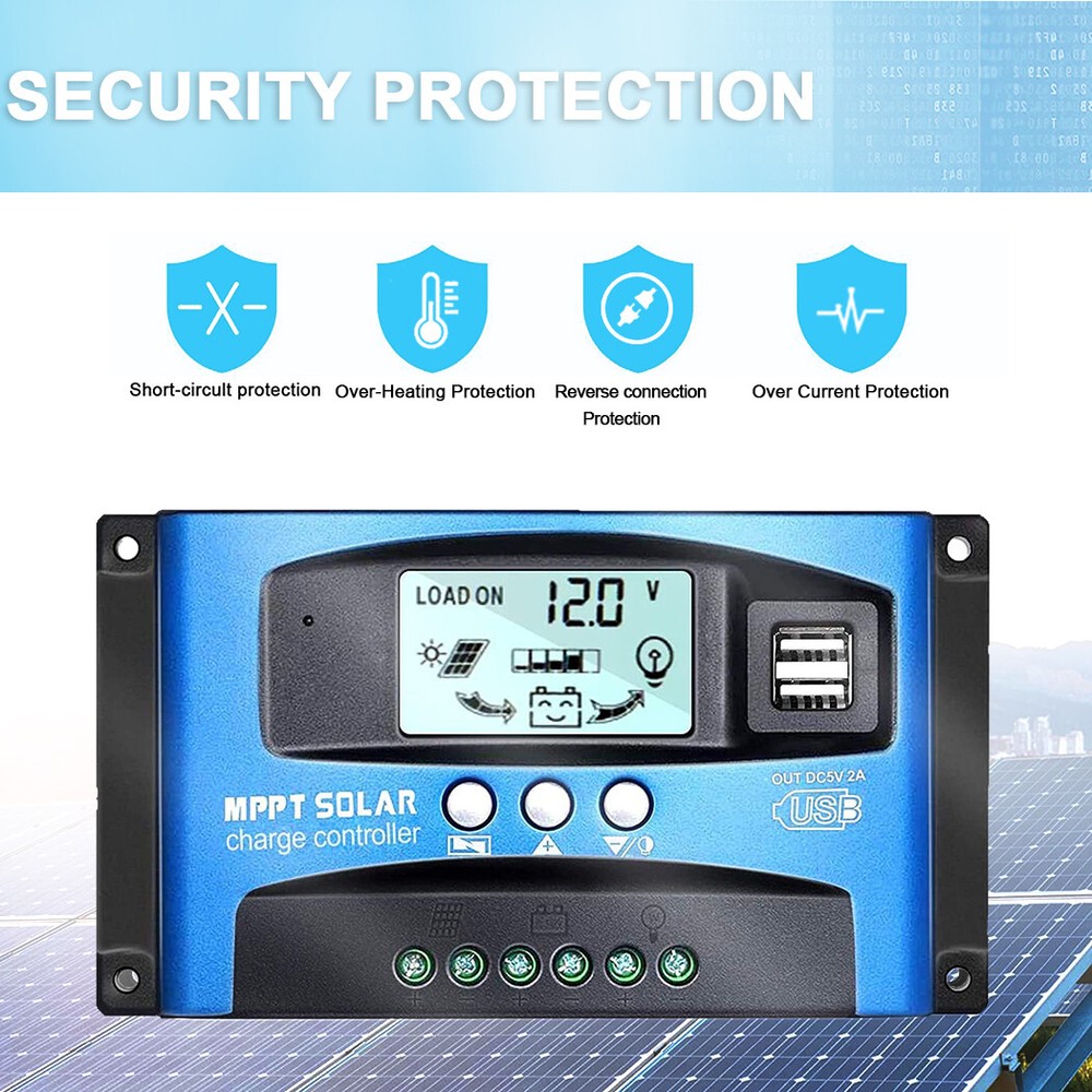 40-100A MPPT Solar Panel Regulator Charge Controller 12V/24V Auto Focus Tracking