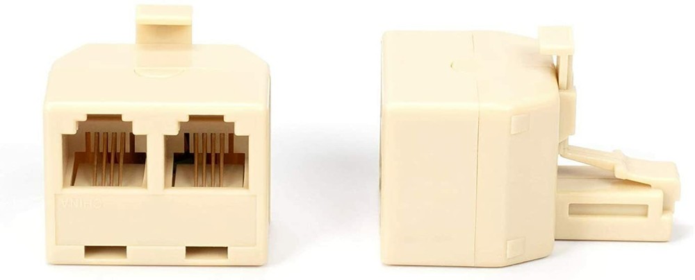 Duplex Modular Phone Wall Jack Adapter (IVORY) RJ11 - Splitter | One Pack