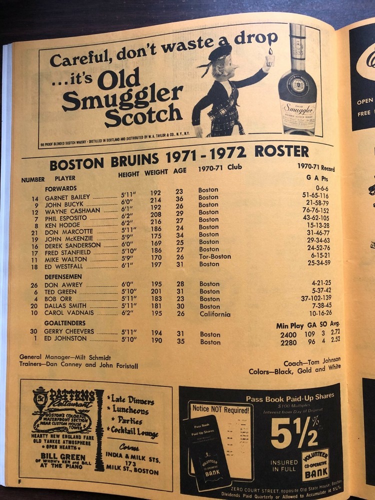 BOSTON BRUINS vs PITTSBURGH PENGUINS 3/12/72 Program EXCELLENT - BOBBY ORR