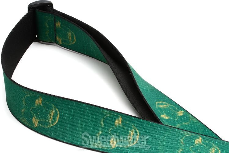 Levy's MPD2 Polyester Guitar Strap - Green & Mustard Skulls