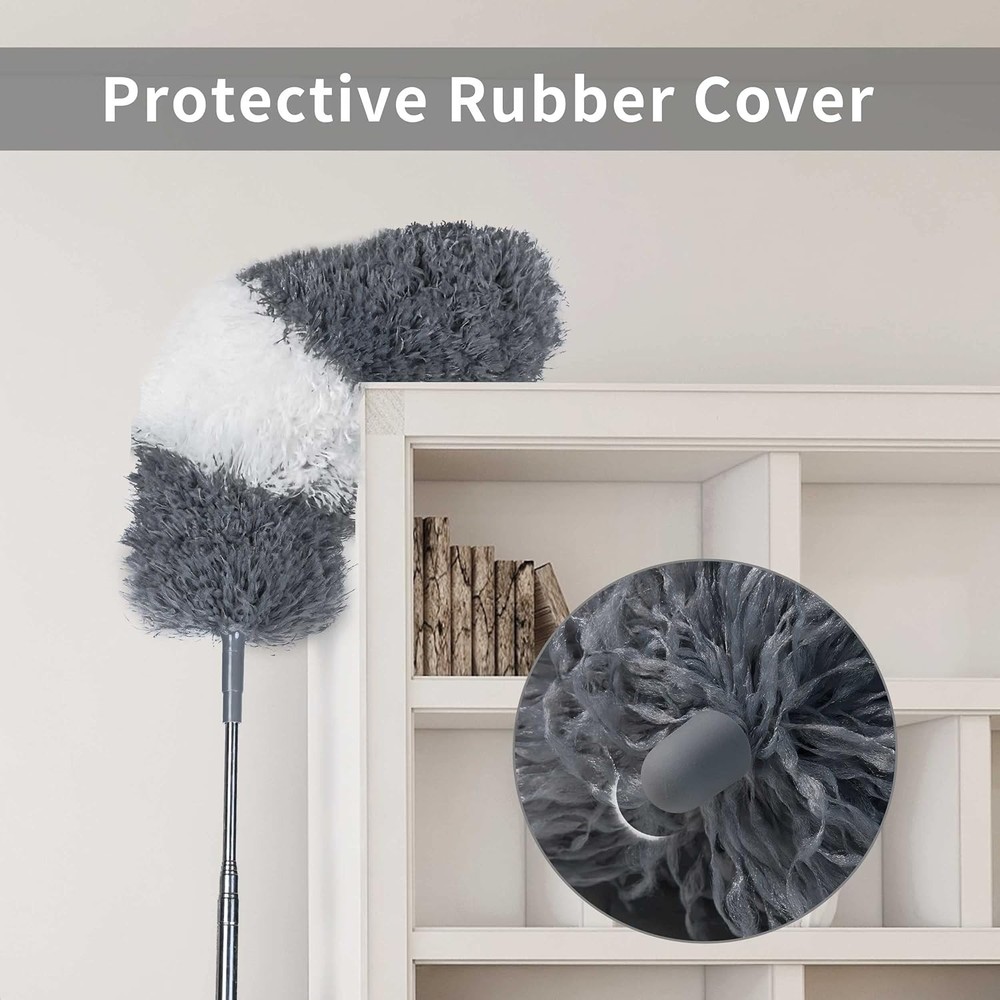BOOMJOY Microfiber Feather and Cobweb Duster Set, Bendable Head and 100 inches E