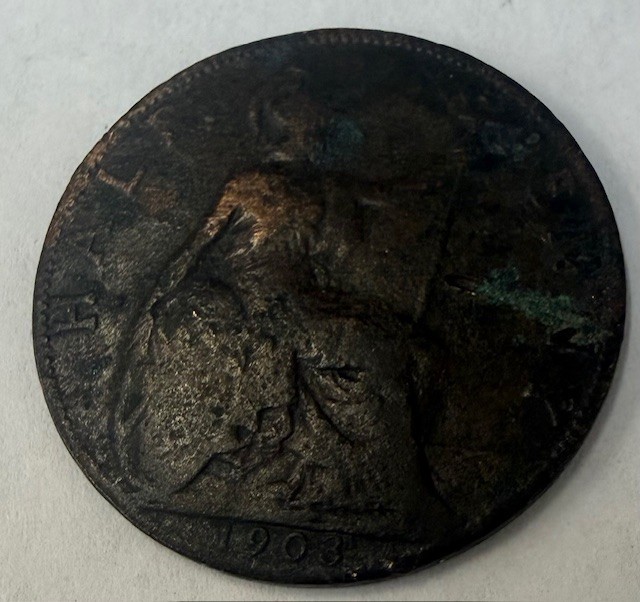 1908 Great Britain Half Penny Coin