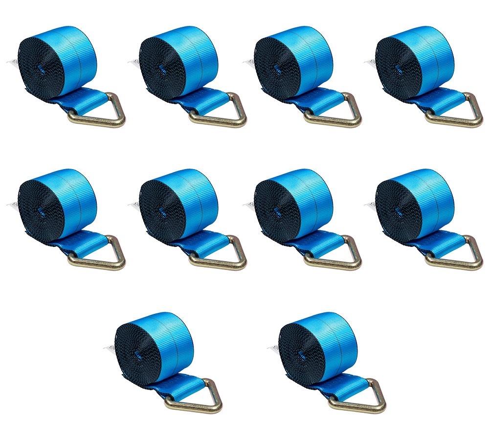 10PK Winch Straps 4"x30' Blue Tie Down w/Delta Ring WLL# 5400 lbs