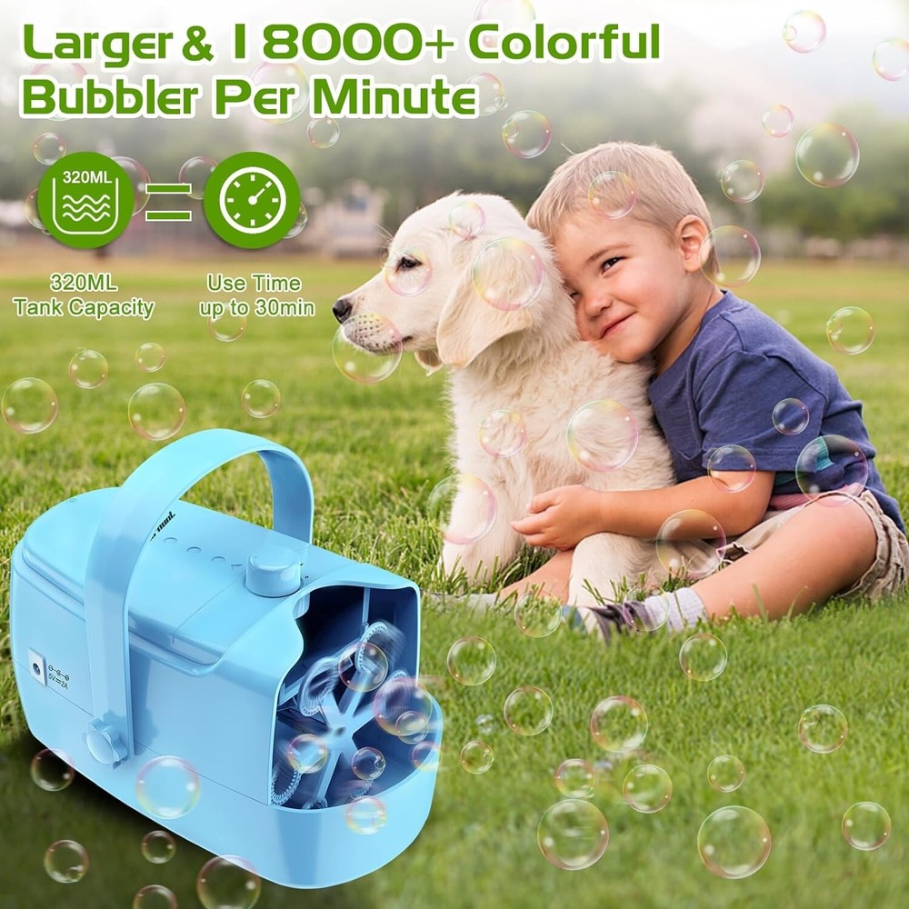 Brand New Automatic Bubble Machine (Blue)Operated by Plugin or Batteries Bubble