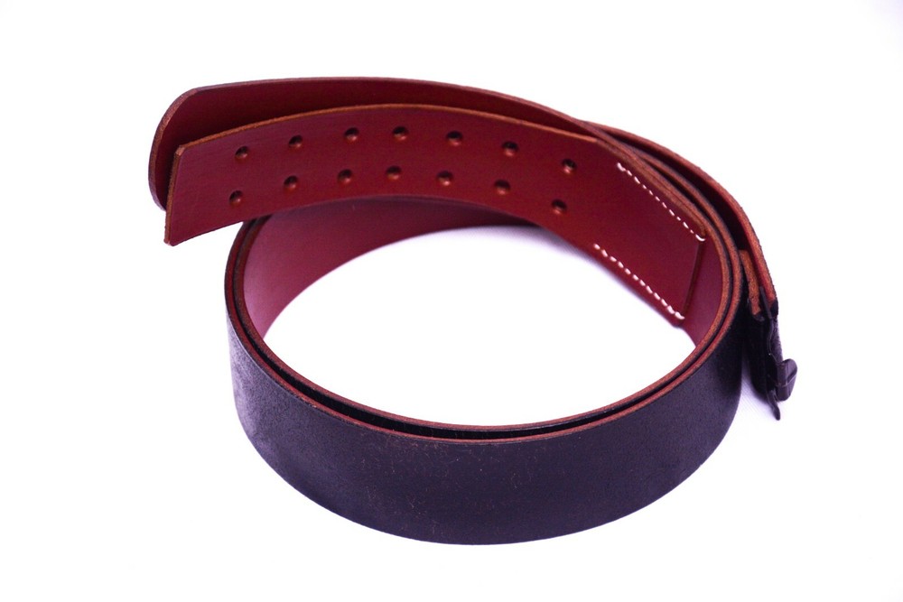 German HEER LEATHER BLACK BELT (REPRODUCTION)- 90 cm