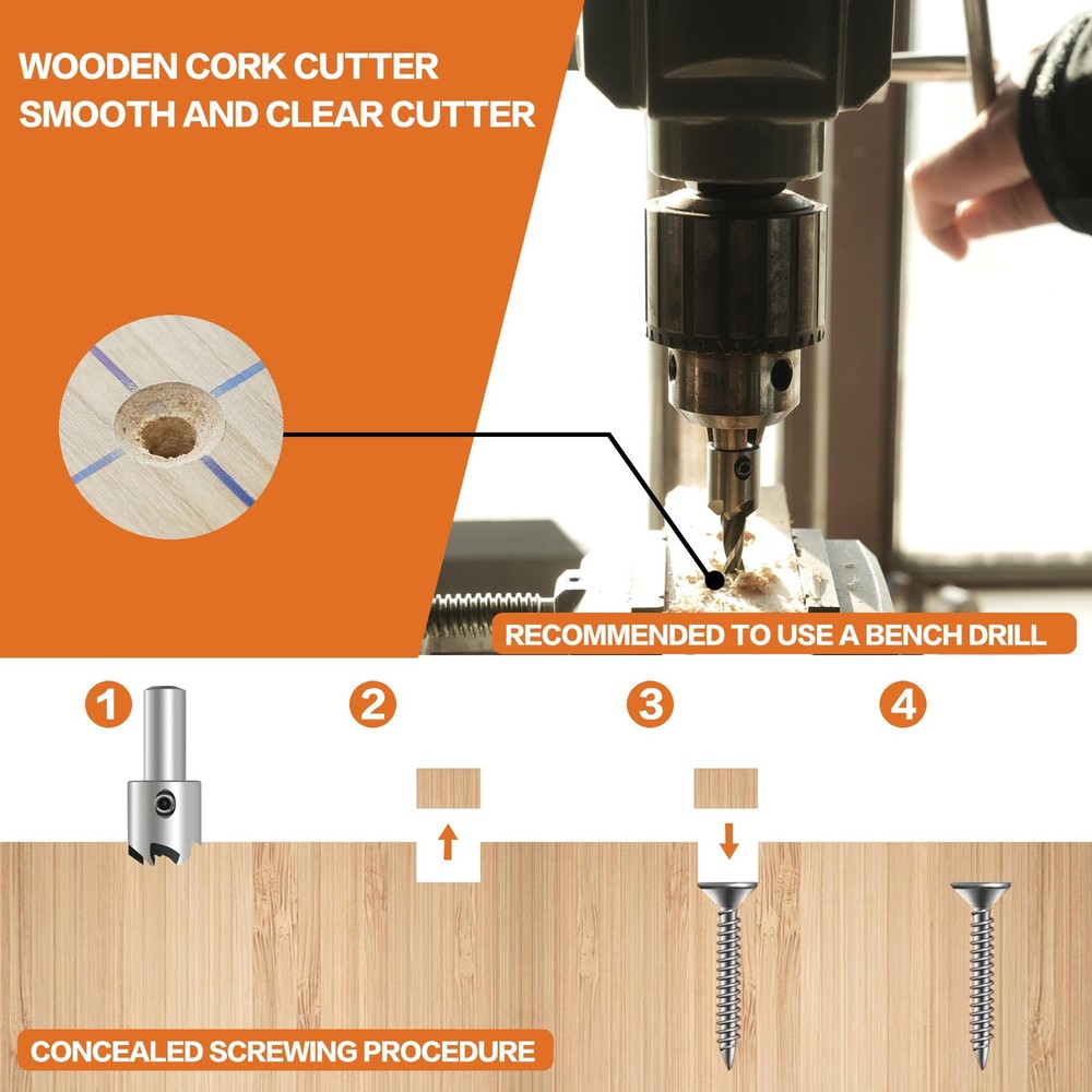 GMTOOLS Countersink Drill Bit Set, 7Pcs Tapered Bits M2 HSS, with 3mm