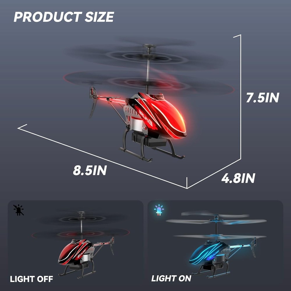 Remote Control Helicopter with 7 LED Light Modes for Indoor Fun and Learning