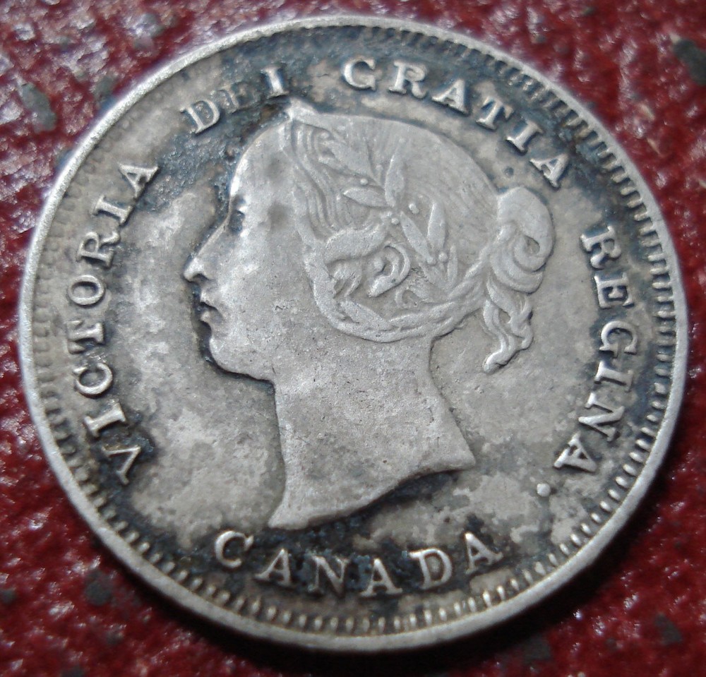 1891 CANADA SILVER 5 CENTS IN FINE-VF CONDITION
