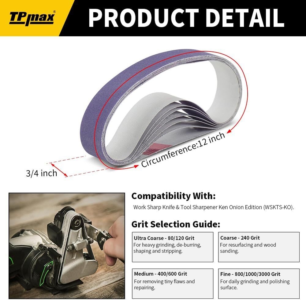 45-Piece Knife Sharpener Sanding Belt Kit for Work Sharp WSKTS-KO, Various Grits