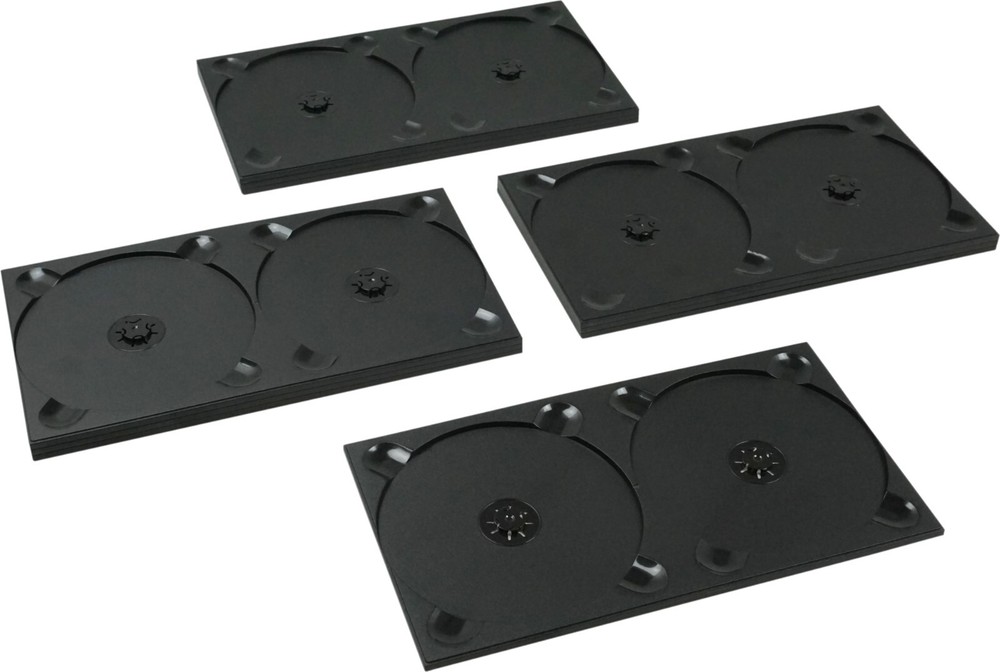 (10) CD2R42BK 2 Disc Capacity Black CD DVD Glue In Longbox Replacement Tray