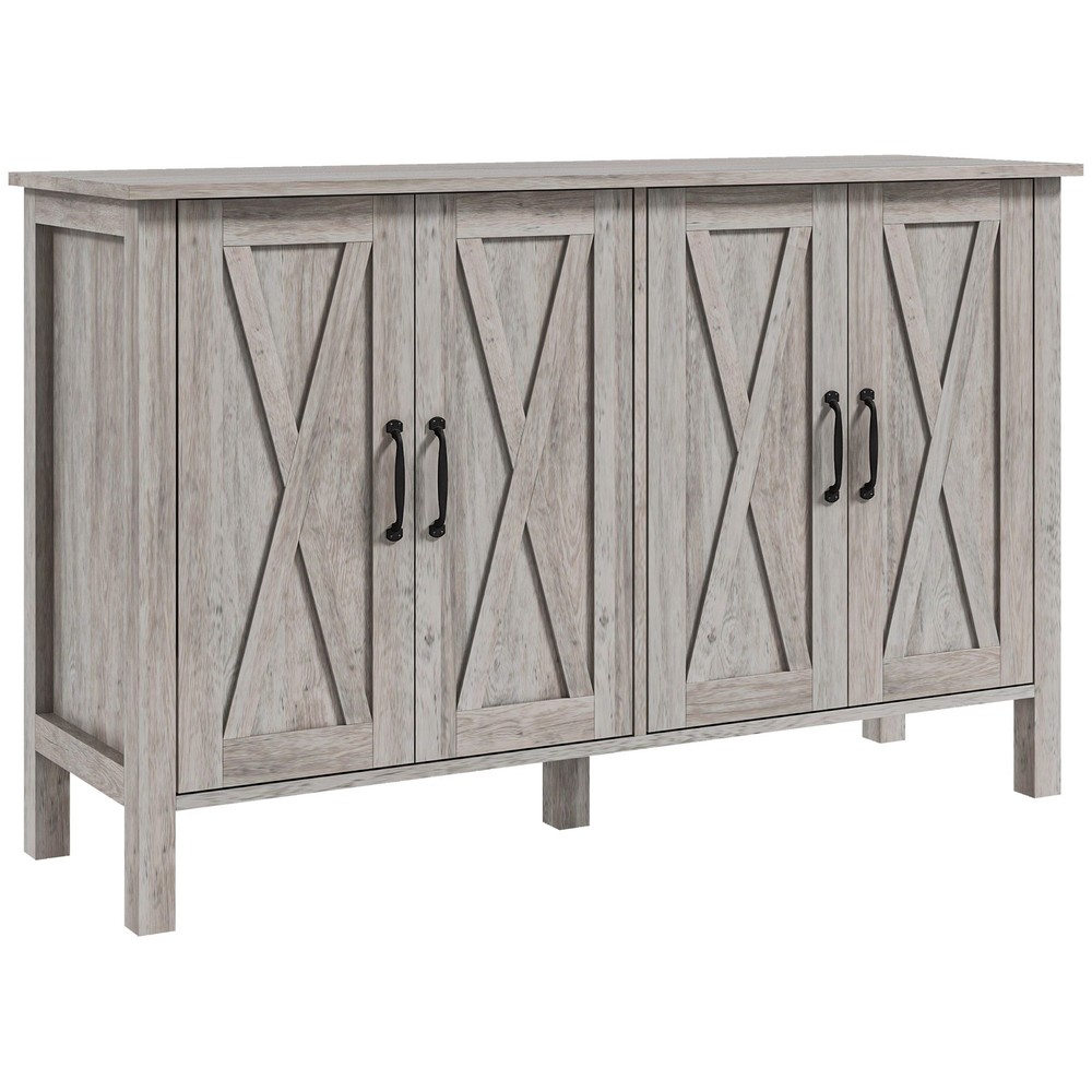 HOMCOM Buffet Sideboard, Coffee Bar Cabinet w/ Barn Doors, Adjustable Shelf