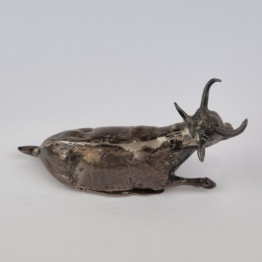 Antique Solid Silver Snuff Box? Shape Lying Cow Berthold Muller 1903 A/F