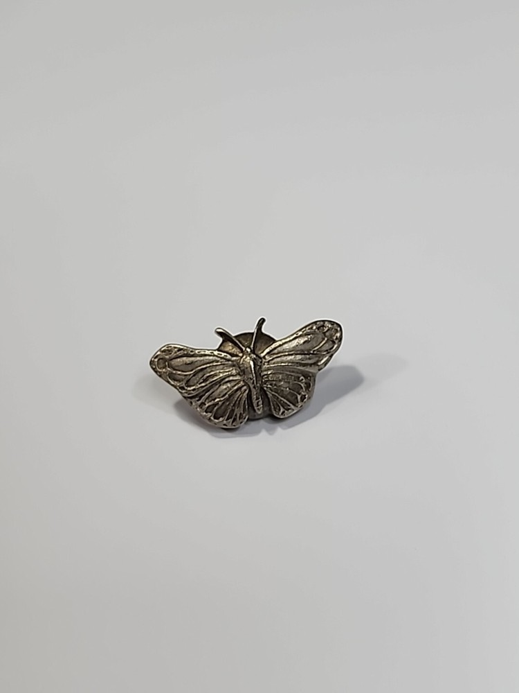 Butterfly Lapel Pin Silver Color Metal *
