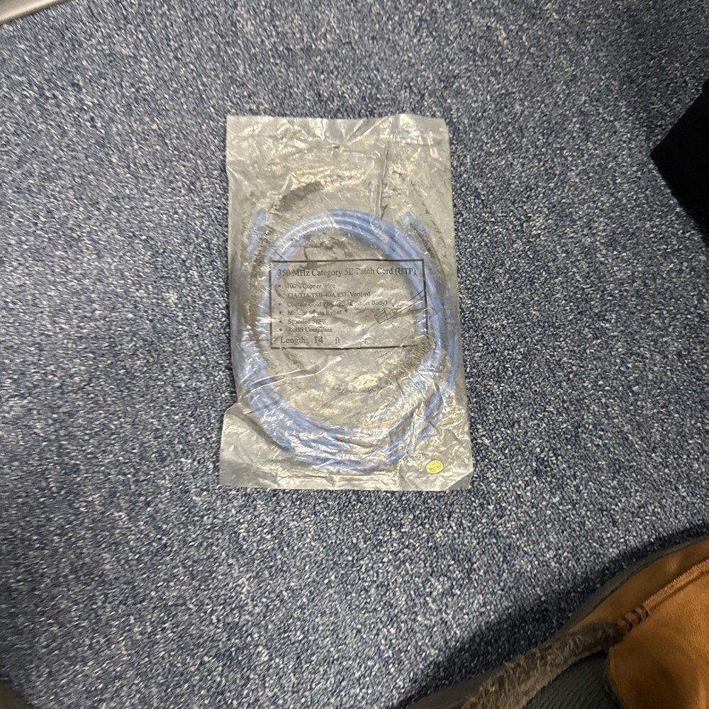 14’ Cat5e Patch Cable Blue New In Bag