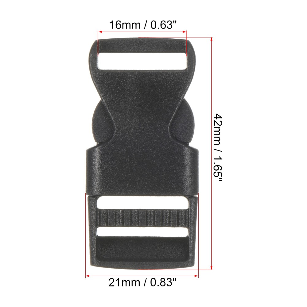 Plastic Buckles 16 Pack Quick Side Release Clips Black 16mm