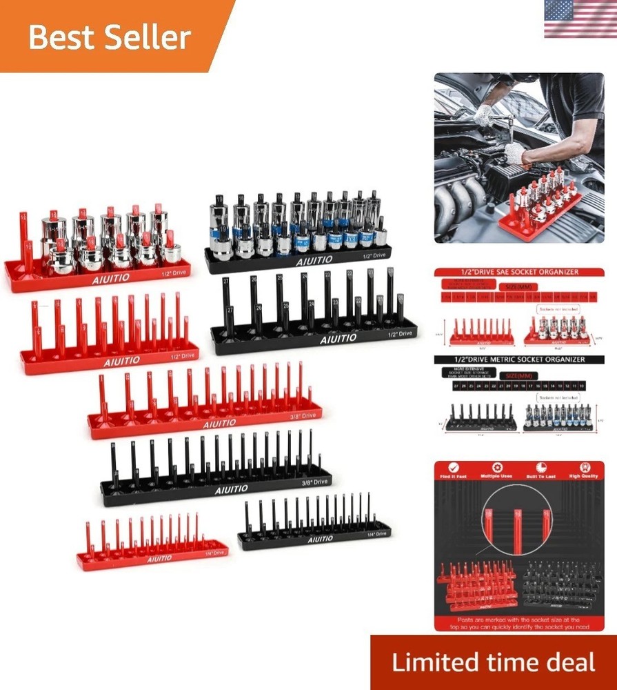 Complete 8-Piece SAE & Metric Socket Organizer Tray Set – Time-Saving Solution