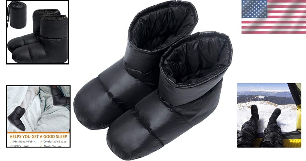 Ultralight Down Booties Warm Sleeping Socks for Camping Backpacking Tent Size:L