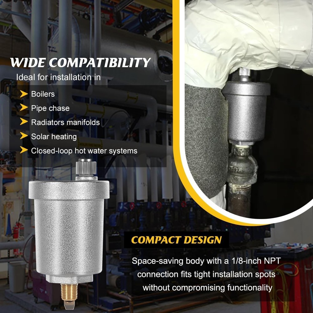 400-4 Float Air Hy-Vent, 1/8" NPT Automatic Air Vent Valve for Hydronic Heating