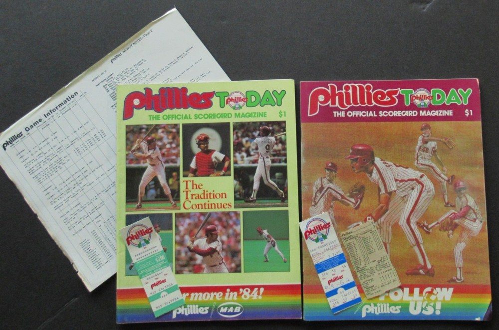 1984, 1985 Philadelphia Phillies Program & Ticket Lot, Mike Schmidt
