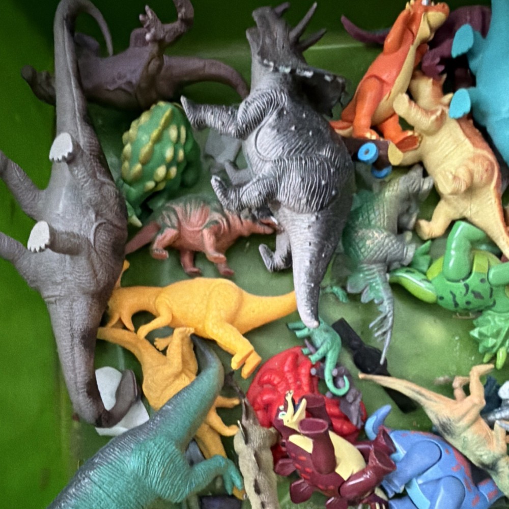 Assorted Plastic Dinosaur Pretend Play Figures Lot - Various Colors