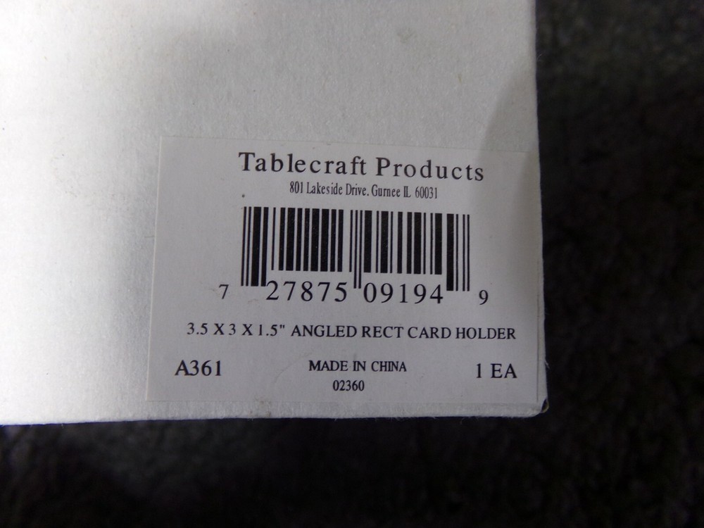 TABLECRAFT PRODUCTS COMPANY Card Holder, Angled Rectangle, Clear Acrylic, (DC)