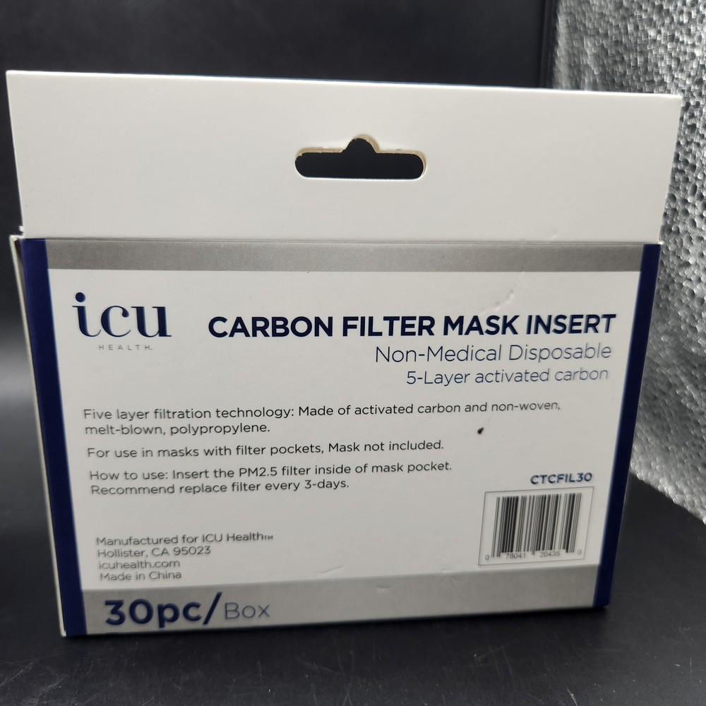 ICU Carbon Filter Mask Insert 5 Layer Activated Carbon - 30ct 2 Boxes Brand New