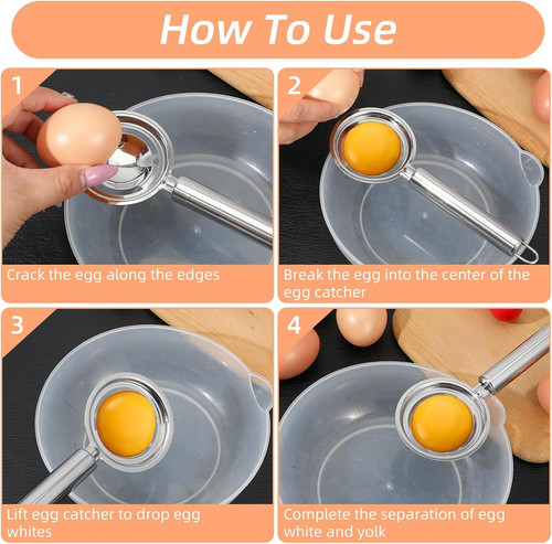 Egg Yolk Separator, Stainless Steel Egg Separator For Raw Eggs, Quick Egg White
