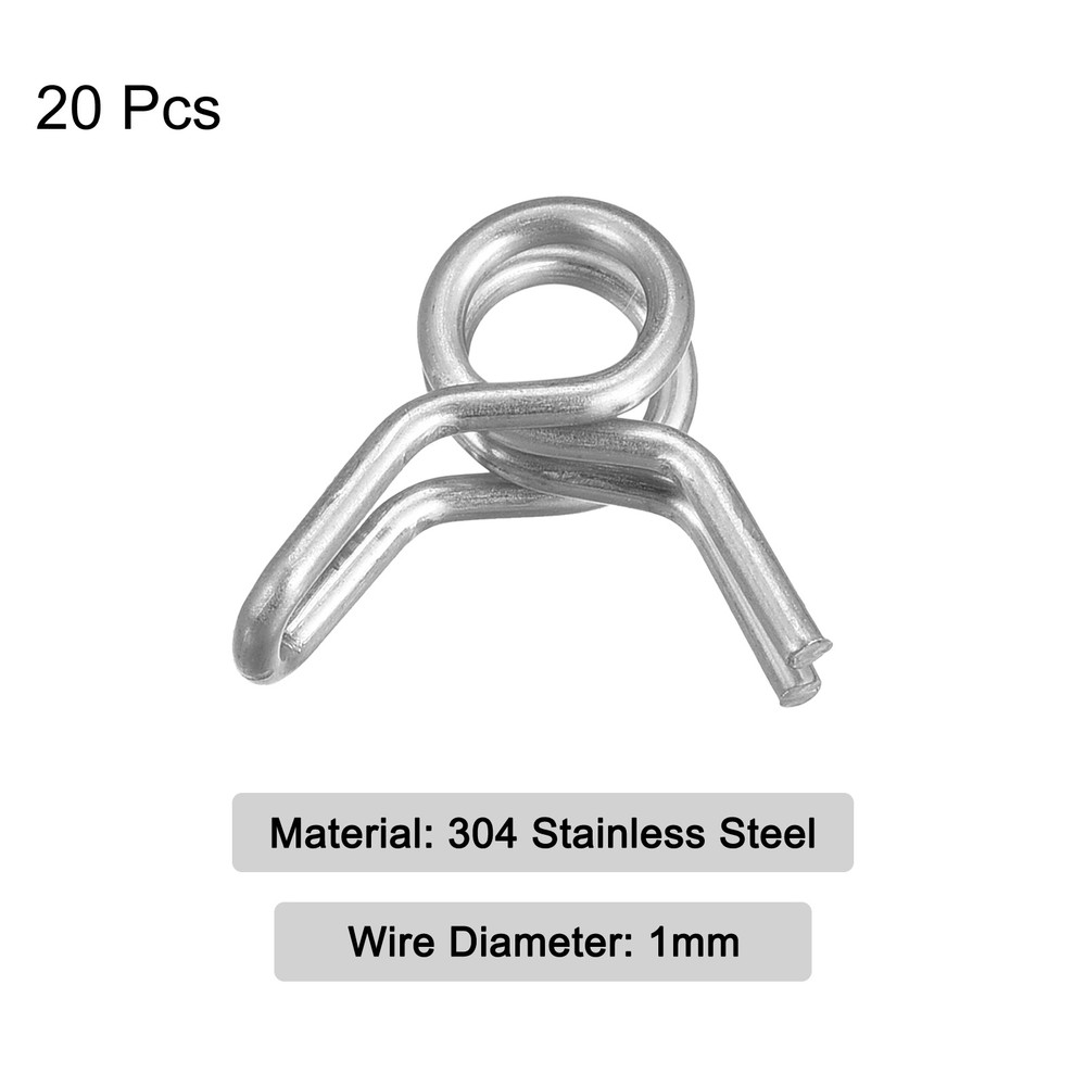 20pack Double Wire Spring Hose Clamp Stainless Steel 4mm Spring Clips