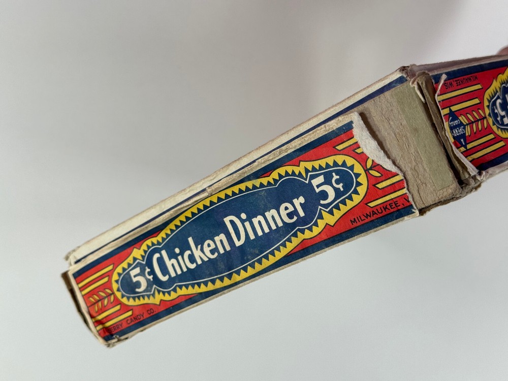 RARE 1920's Original Chicken Dinner Candy Bar 5 cent BOX nice see pics