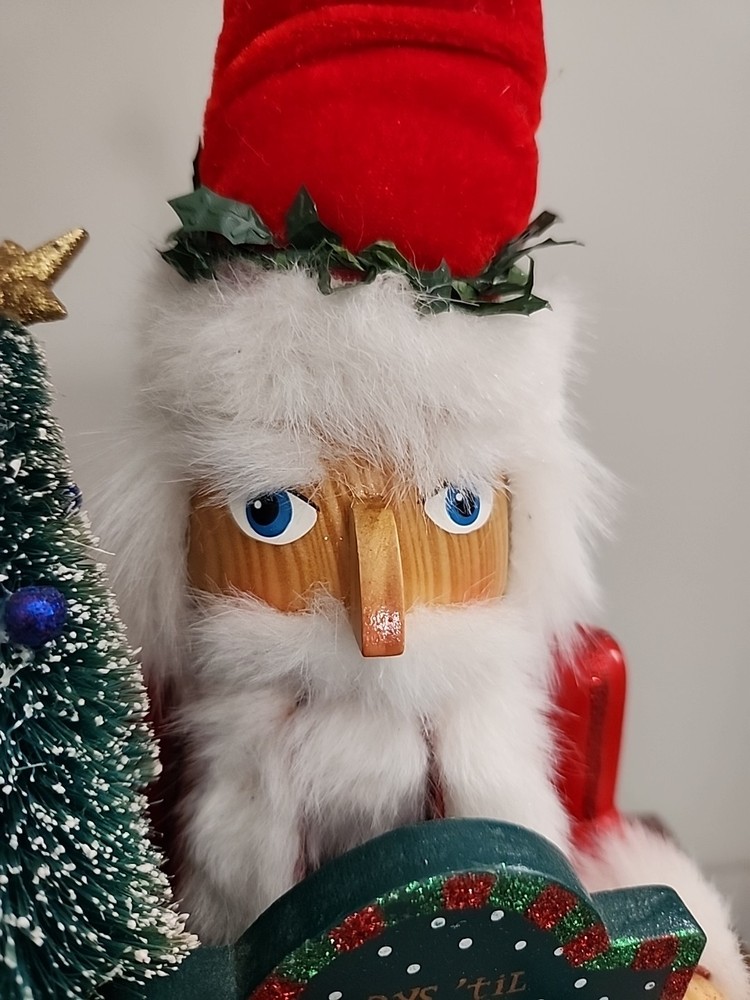 Vintage Countdown To Christmas Santa Nutcracker With Christmas Tree 17" EUC