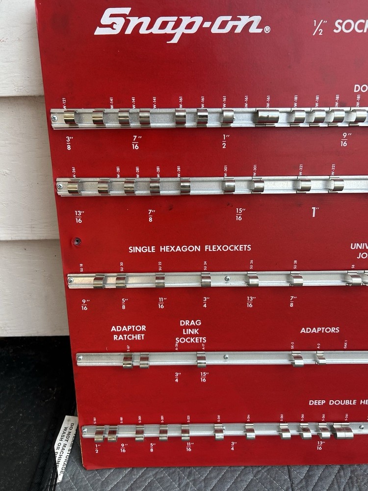 RARE Snap On Tools Peg Board 1/2” Socket And Adapter Set VOV-1000A