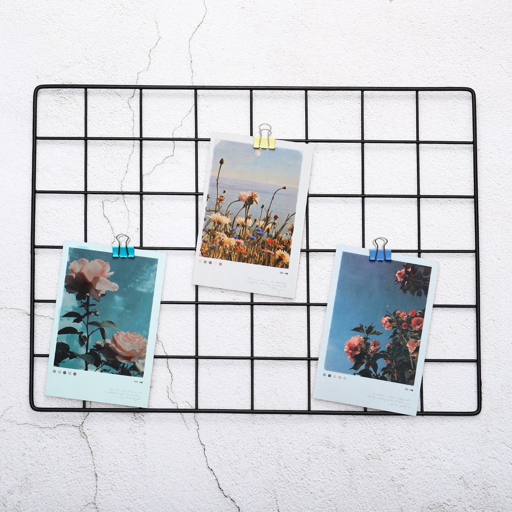 16" x 12" Wire Grid Panel Wall Grid Decorative Board Photo Display Black