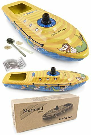 Mermaid Pop Pop Tin Toy Boat