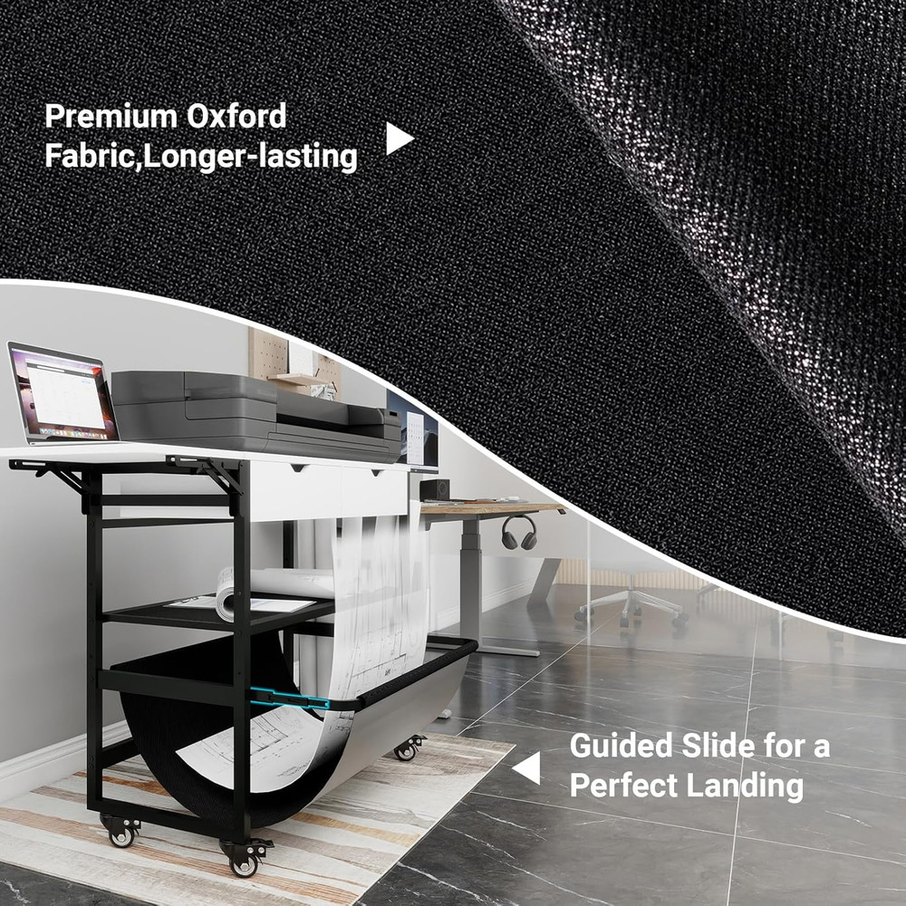 Wide Format Printer Stand with Laptop Station, Plotter Workbench Table with Pull