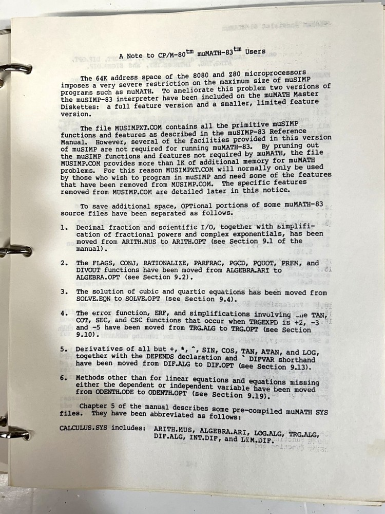 Microsoft MuMATH-83 Manual & Software