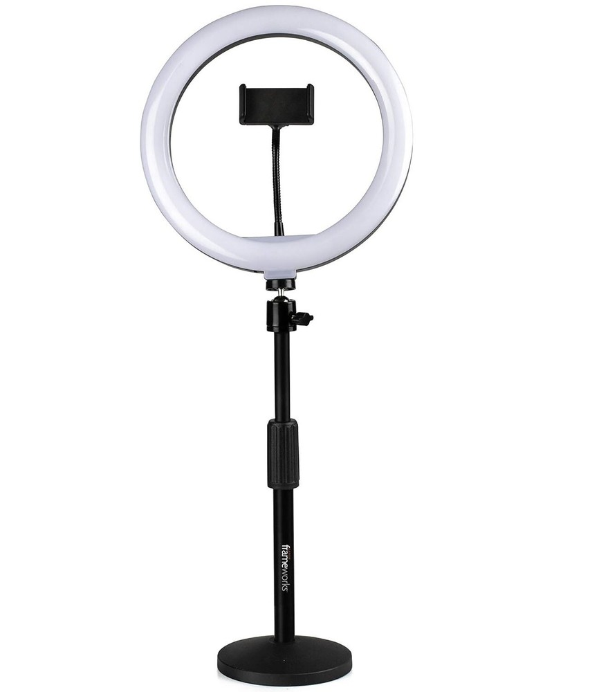 Gator Frameworks 10-Inch Ring Light Round Base Desktop Stand W/ Phone Clamp