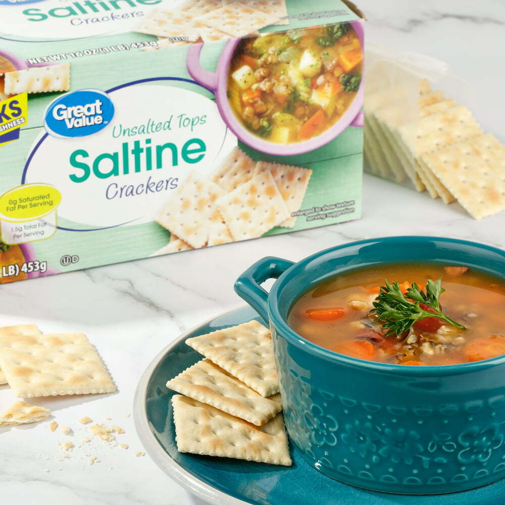 Great Value Unsalted Tops Saltine Crackers, 16 oz, 4 Count