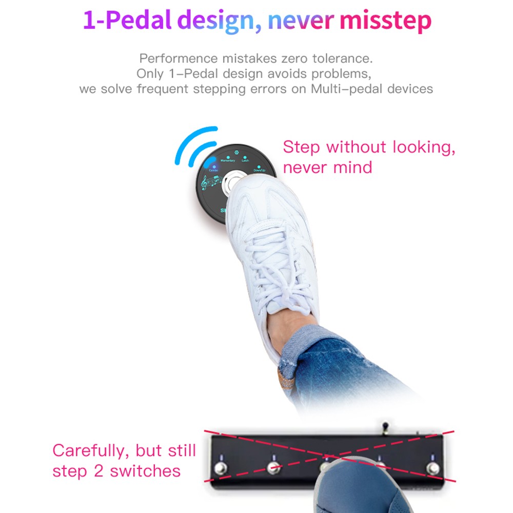 Wireless BT Foot Pedal MIDI Controller Mini Software Effector Controller W9 SLNY