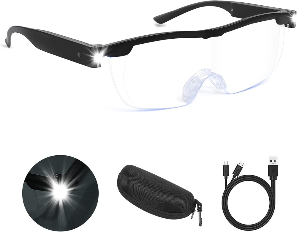 Magnifying Glasses with Light, 200% Magnification, USB Rechargeable LED Lighted