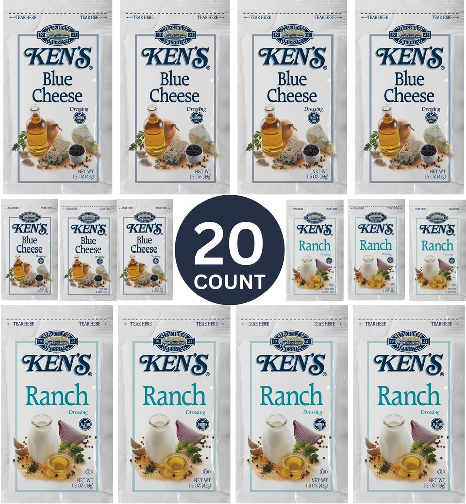 20 Count | Salad Dressing Packets | Individual Single Serve Salad Dressing